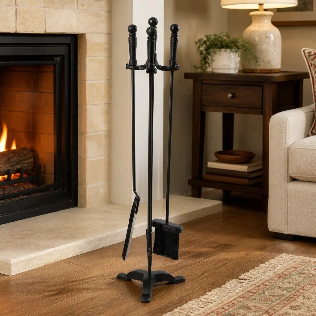 4-Piece Fireplace Tool Set for Maintenance