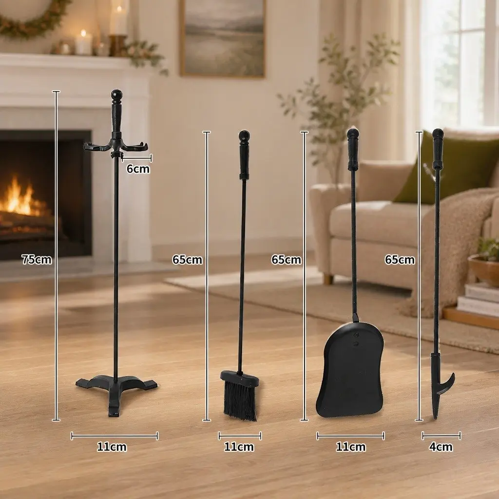 4-Piece Fireplace Tool Set for Maintenance