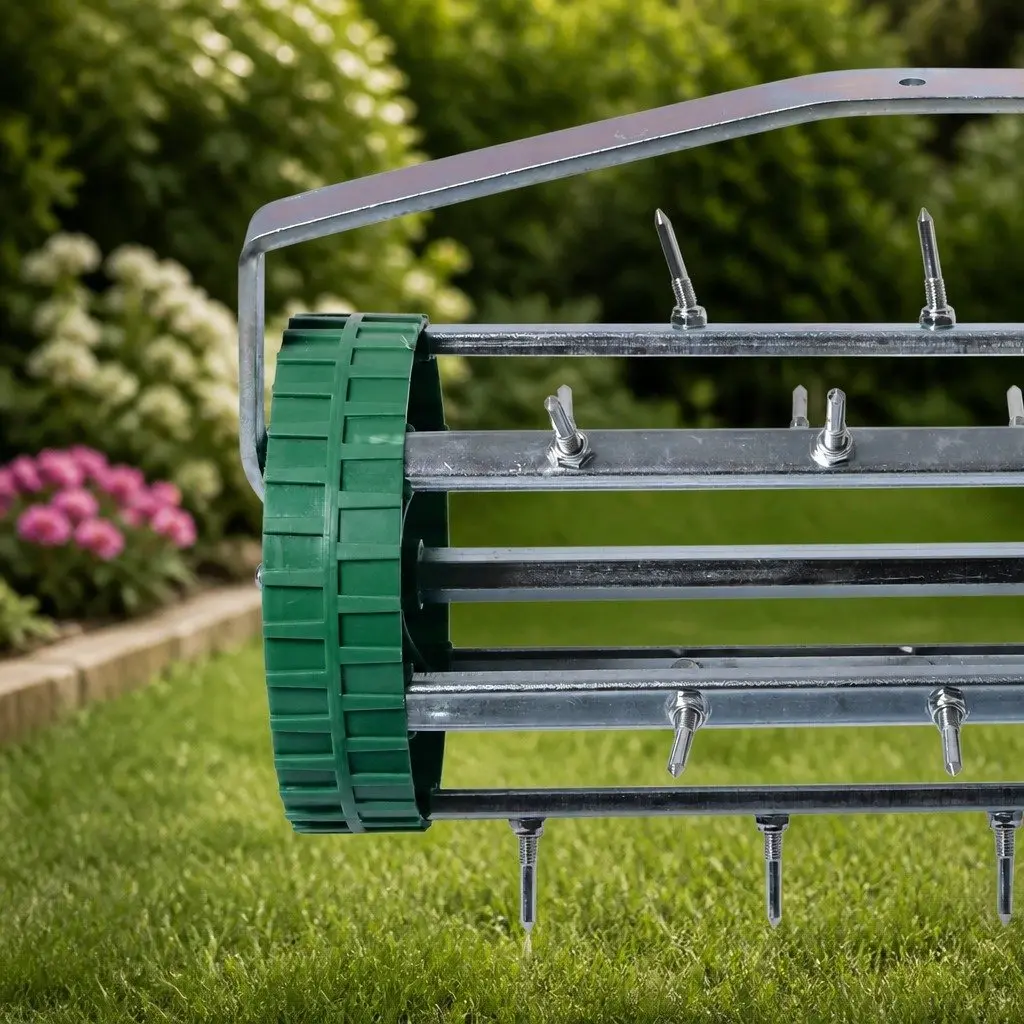 Lawn Aerator Roller Garden Tool 27 Spikes 3.5cm Depth Green