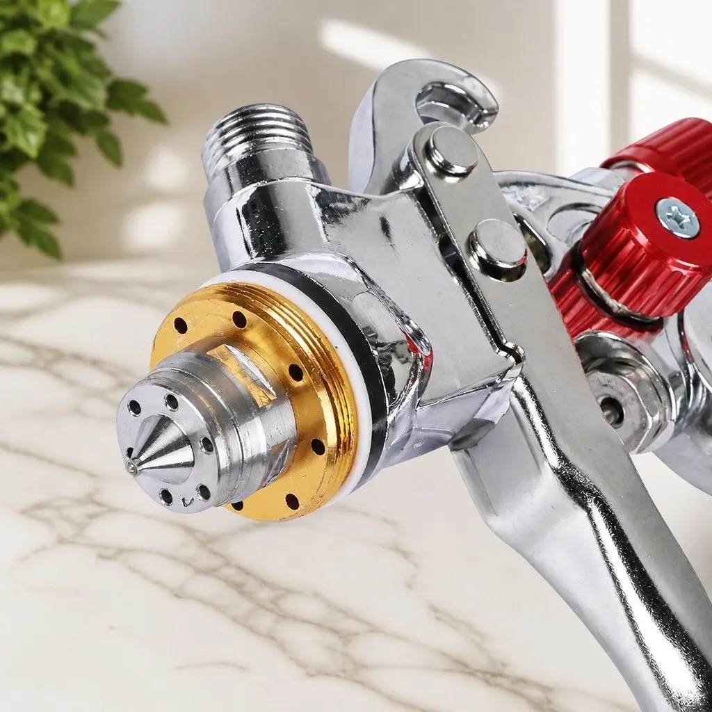 HVLP Spray Gun Kit Professional Paint Sprayer Adjustable Fluid Pattern 600ml Red