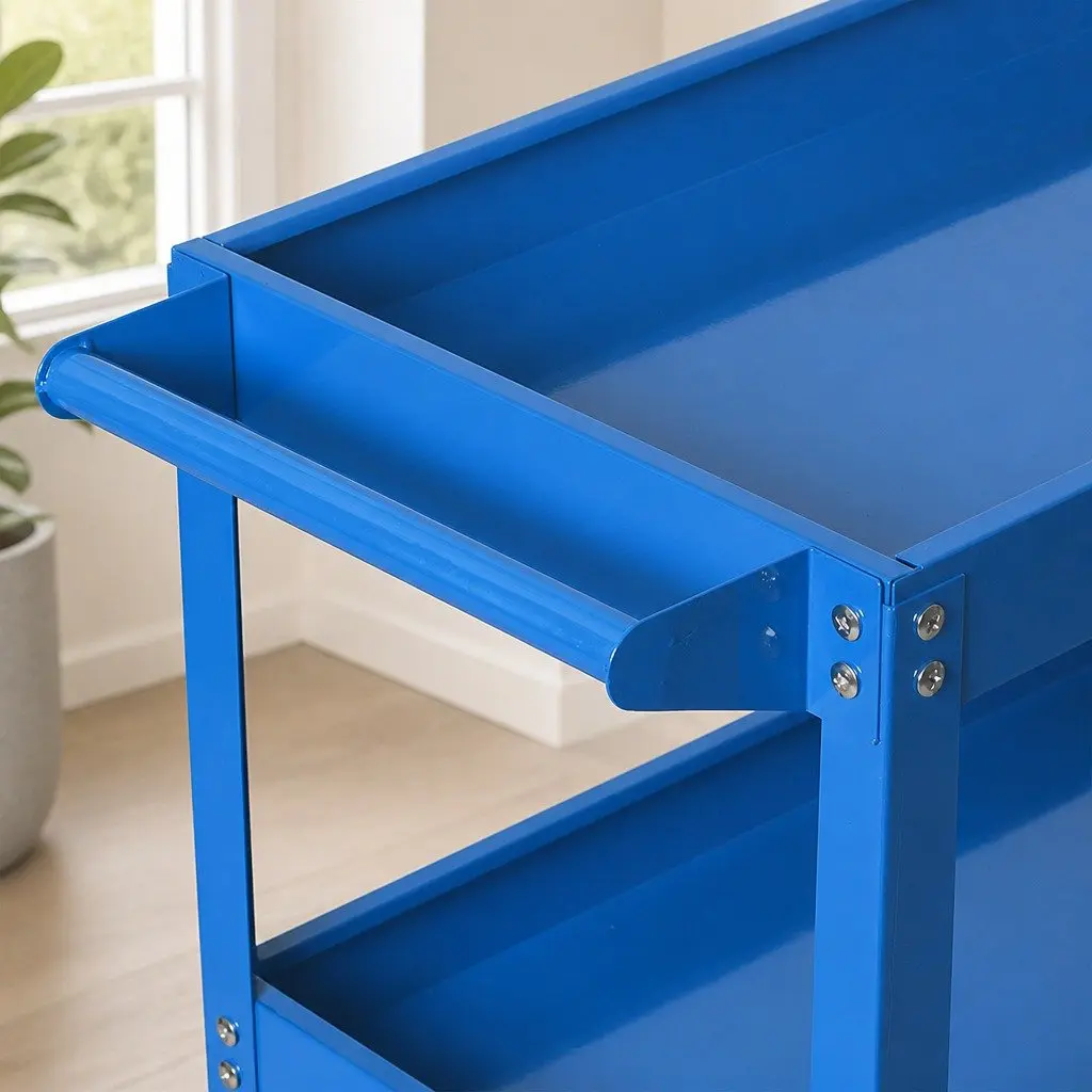 Tool Cart Trolley Blue with Storage Trays 3 Tier Castor Wheels