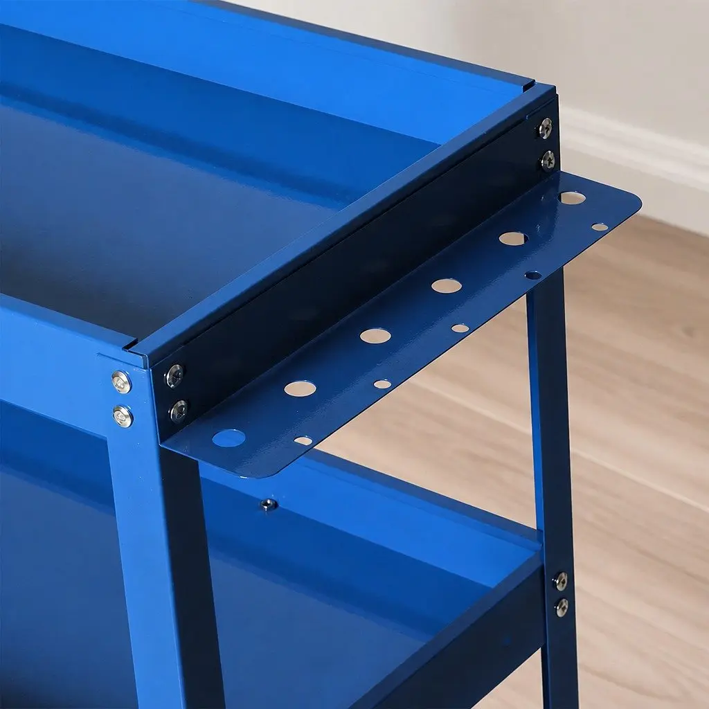 Tool Cart Trolley Blue with Storage Trays 3 Tier Castor Wheels