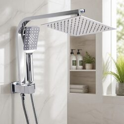 Rainfall Shower Head Set 250mm Square Rain Overhead Handheld 3 Spray Modes