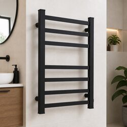 Heated Towel Rail Warmer 7 Bar Wall Mounted Electric Rack Bathroom Drying