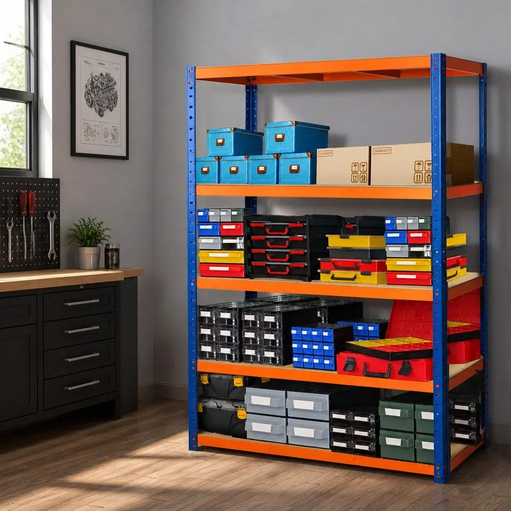 5-Tier Metal Storage Shelving Rack Heavy Duty Organiser 180cm H x 120cm W x 40cm D Black