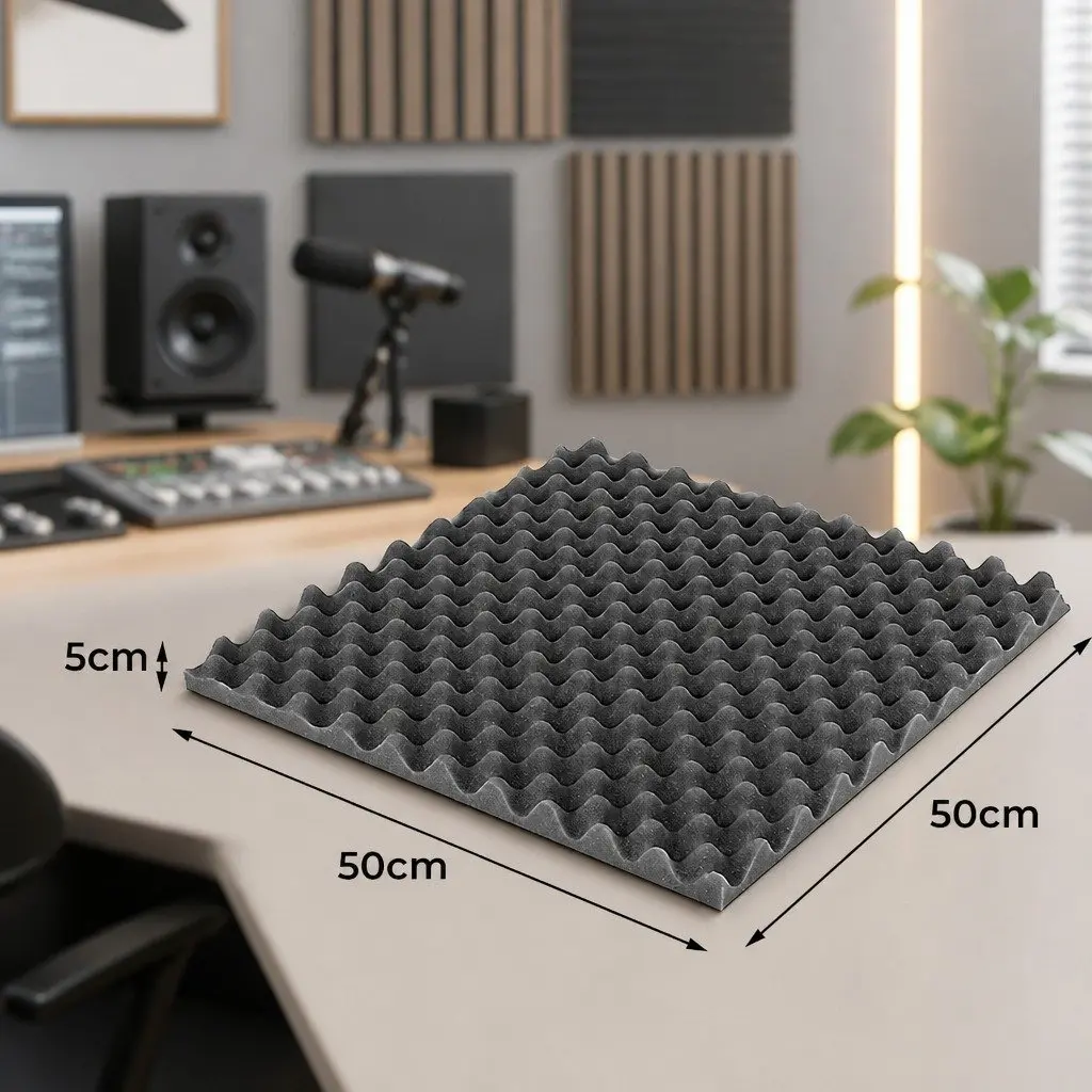 Acoustic Foam Wall Panels Sound Absorption 50x50x5cm Black 14 Piece