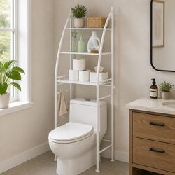 Over Toilet Storage Shelf 3 Tier Bathroom Organiser Freestanding Rack White