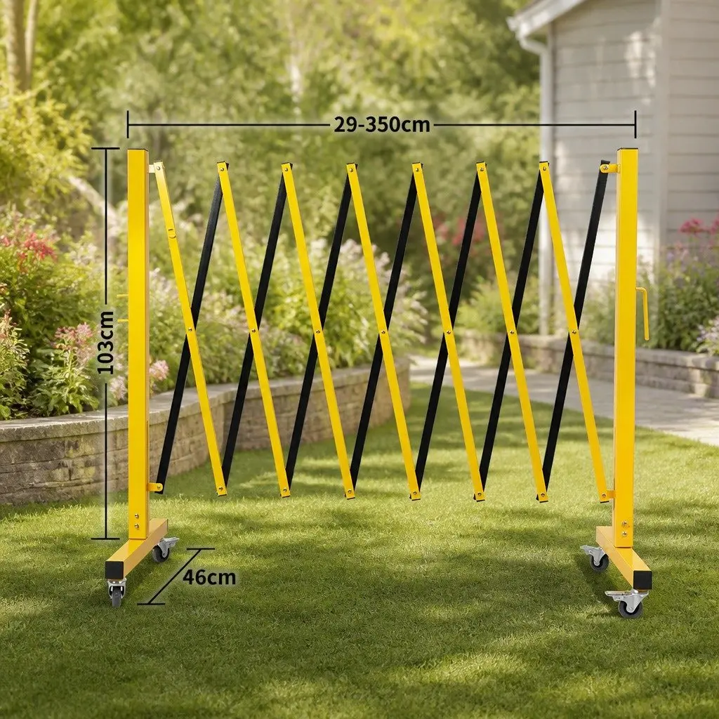 Expandable Safety Barrier Gate Traffic Control 11FT Yellow and Black
