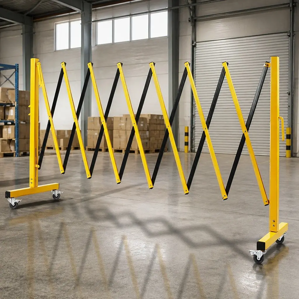 Expandable Safety Barrier Gate Traffic Control 11FT Yellow and Black