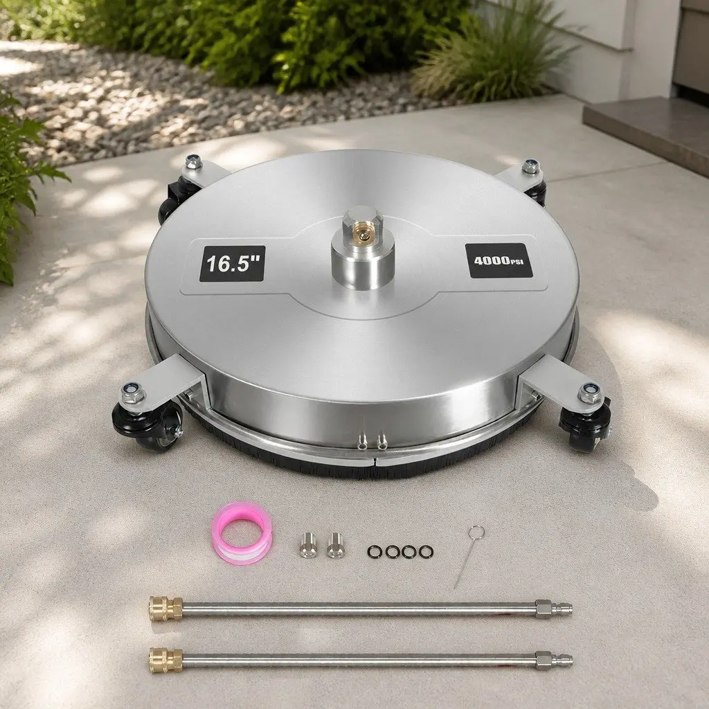Rotary Surface Cleaner Attachment for Pressure Washer 43cm Silver for Driveway Patio and Concrete Cleaning