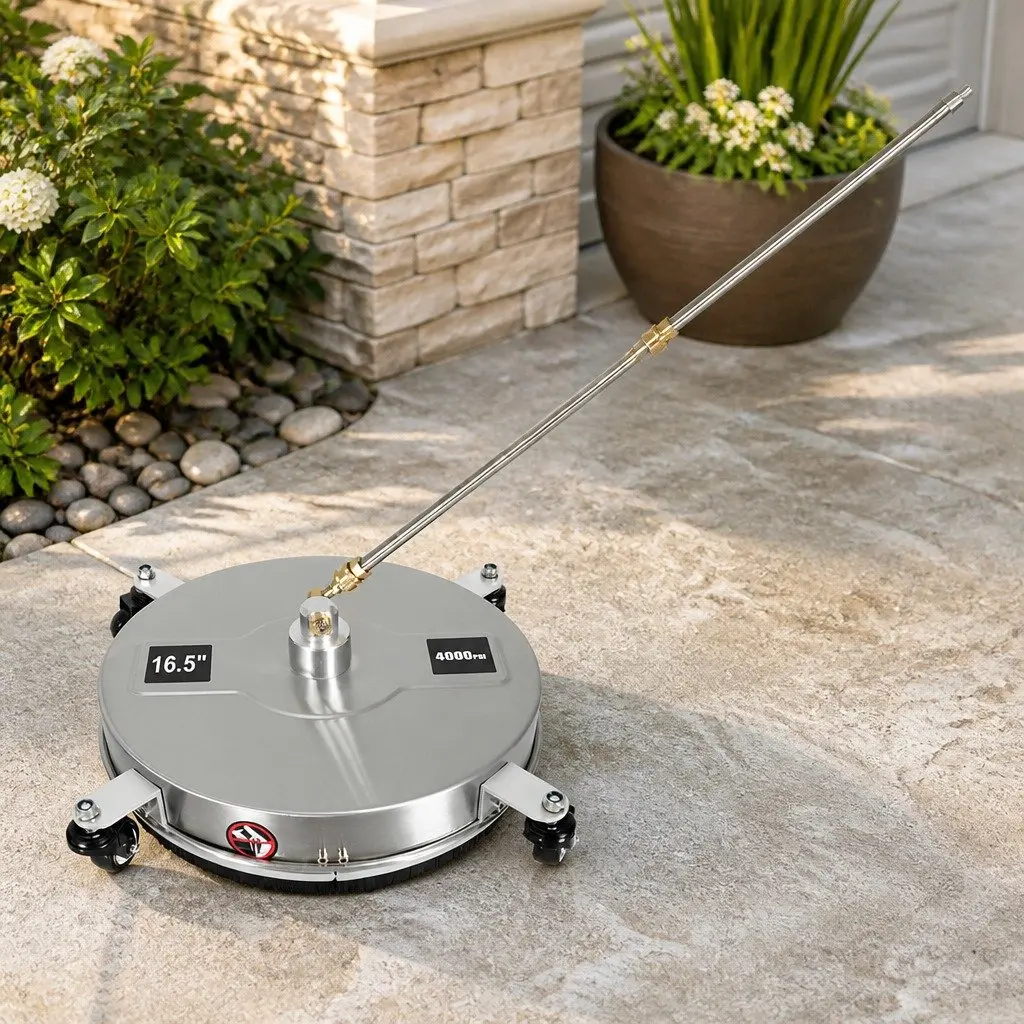 Rotary Surface Cleaner Attachment for Pressure Washer 43cm Silver for Driveway Patio and Concrete Cleaning