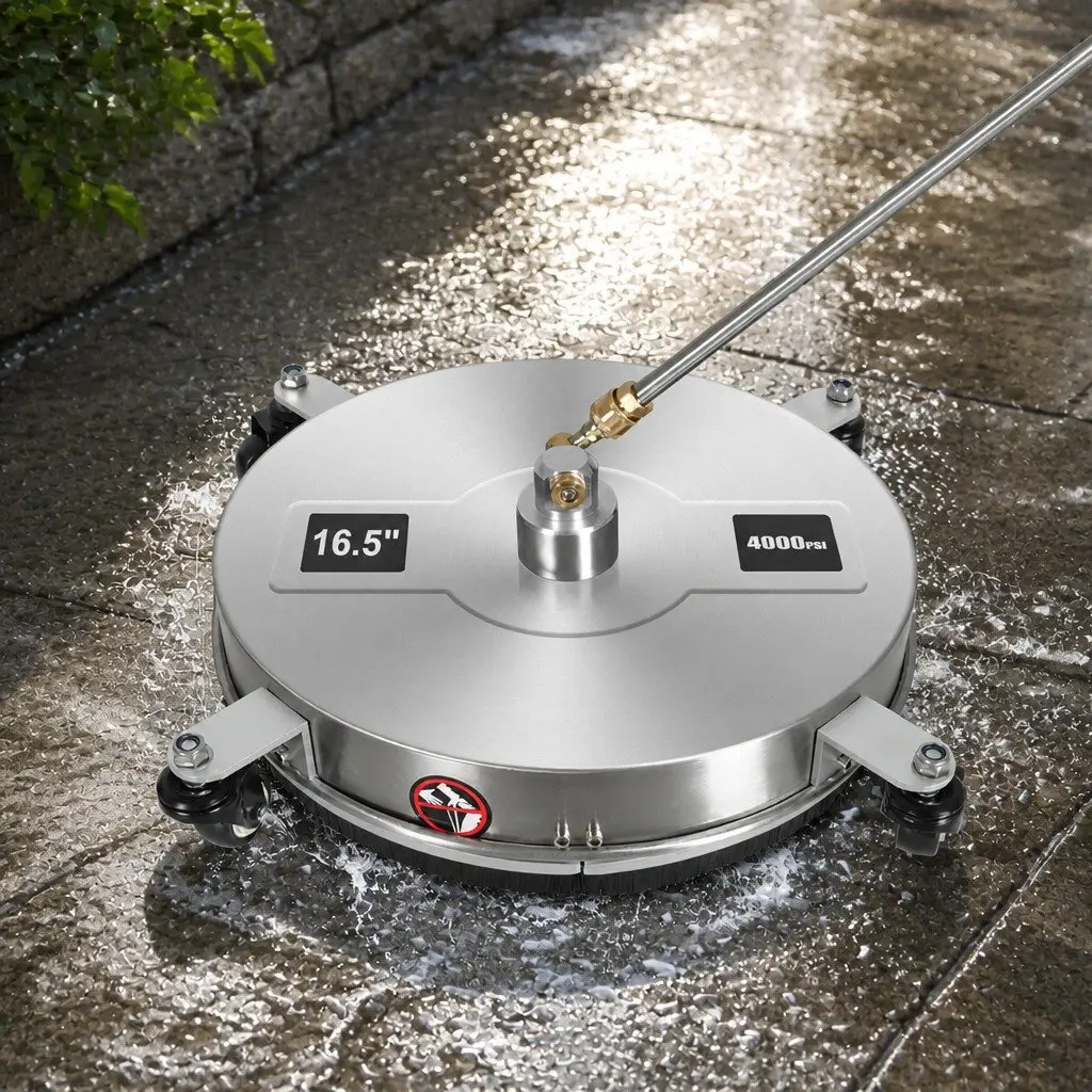 Rotary Surface Cleaner Attachment for Pressure Washer 43cm Silver for Driveway Patio and Concrete Cleaning