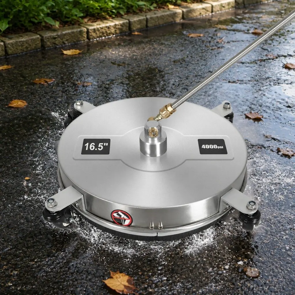 Rotary Surface Cleaner Attachment for Pressure Washer 43cm Silver for Driveway Patio and Concrete Cleaning