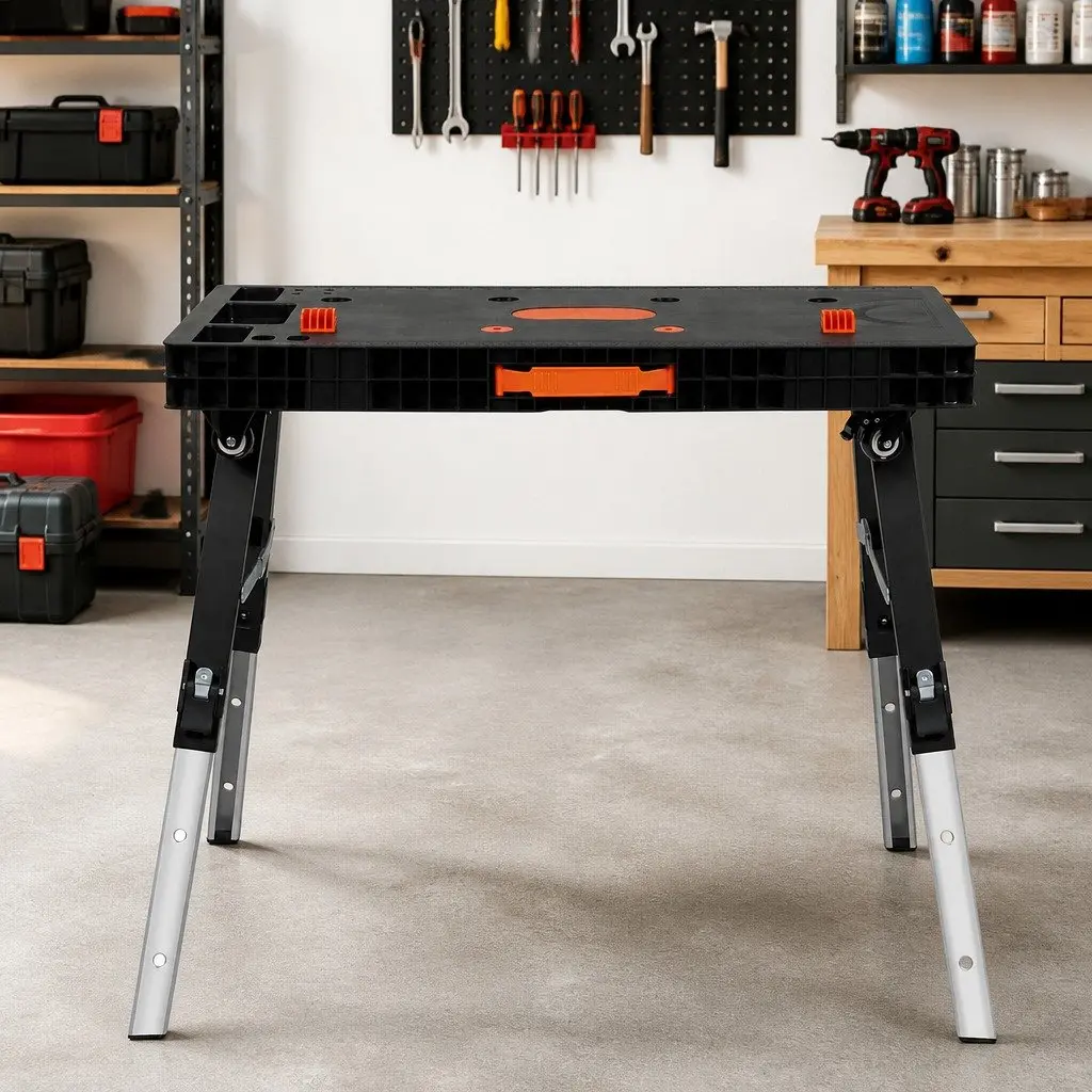 5-in-1 Foldable Workbench Sawhorse Scaffold Work Table 400kg Capacity Black