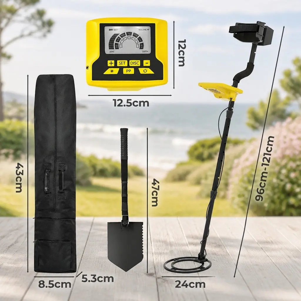 Metal Detector Waterproof 24cm Search Coil Adjustable Black