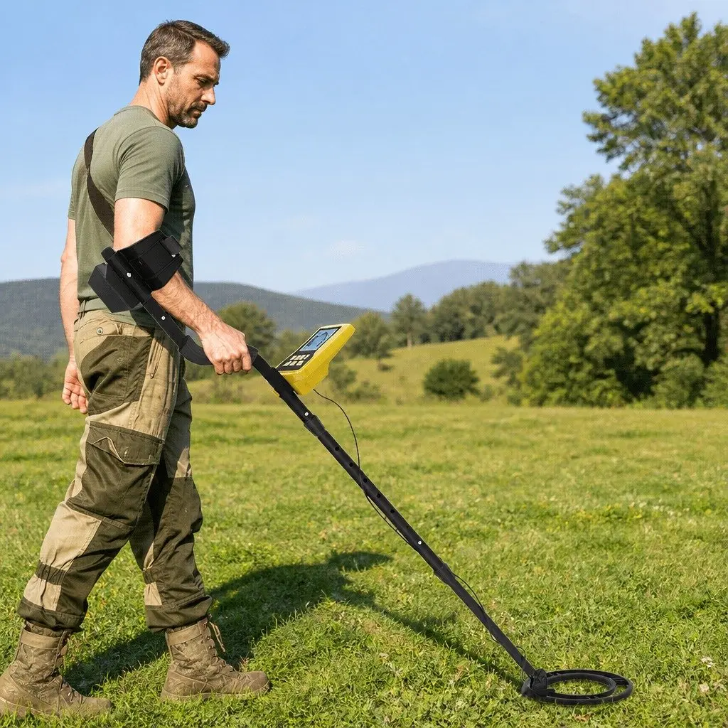 Metal Detector Waterproof 24cm Search Coil Adjustable Black
