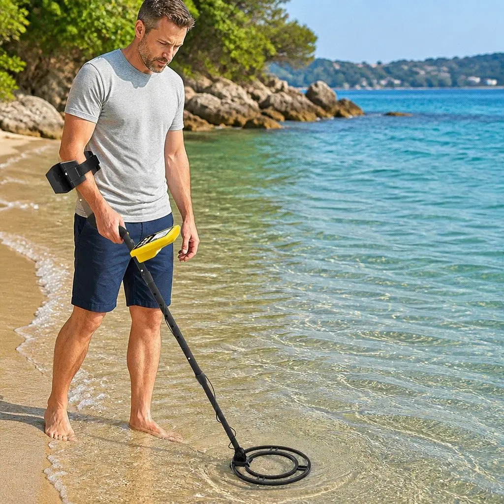 Metal Detector Waterproof 24cm Search Coil Adjustable Black