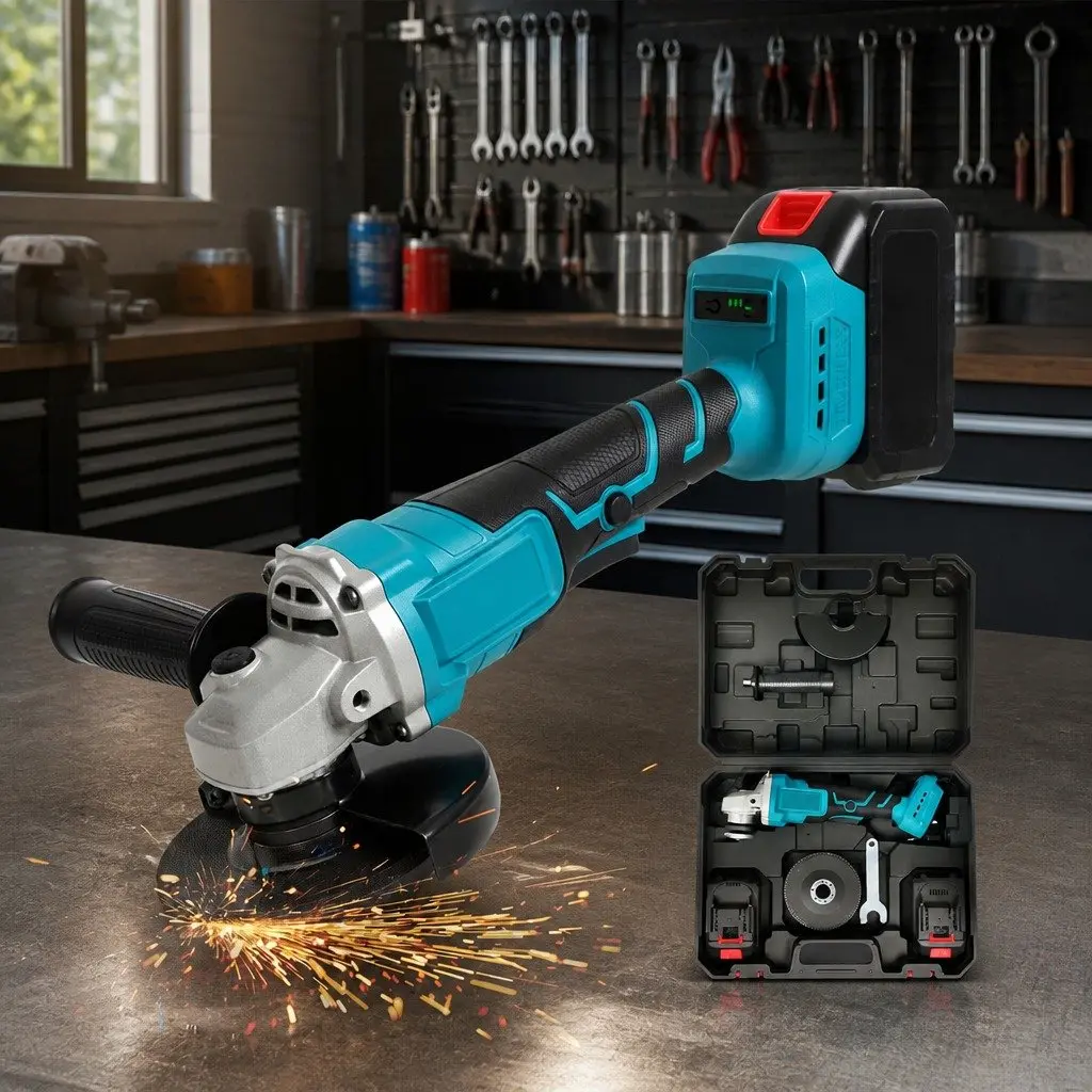 21V Cordless Angle Grinder Kit 125mm Brushless Motor 11500 RPM 2 Batteries