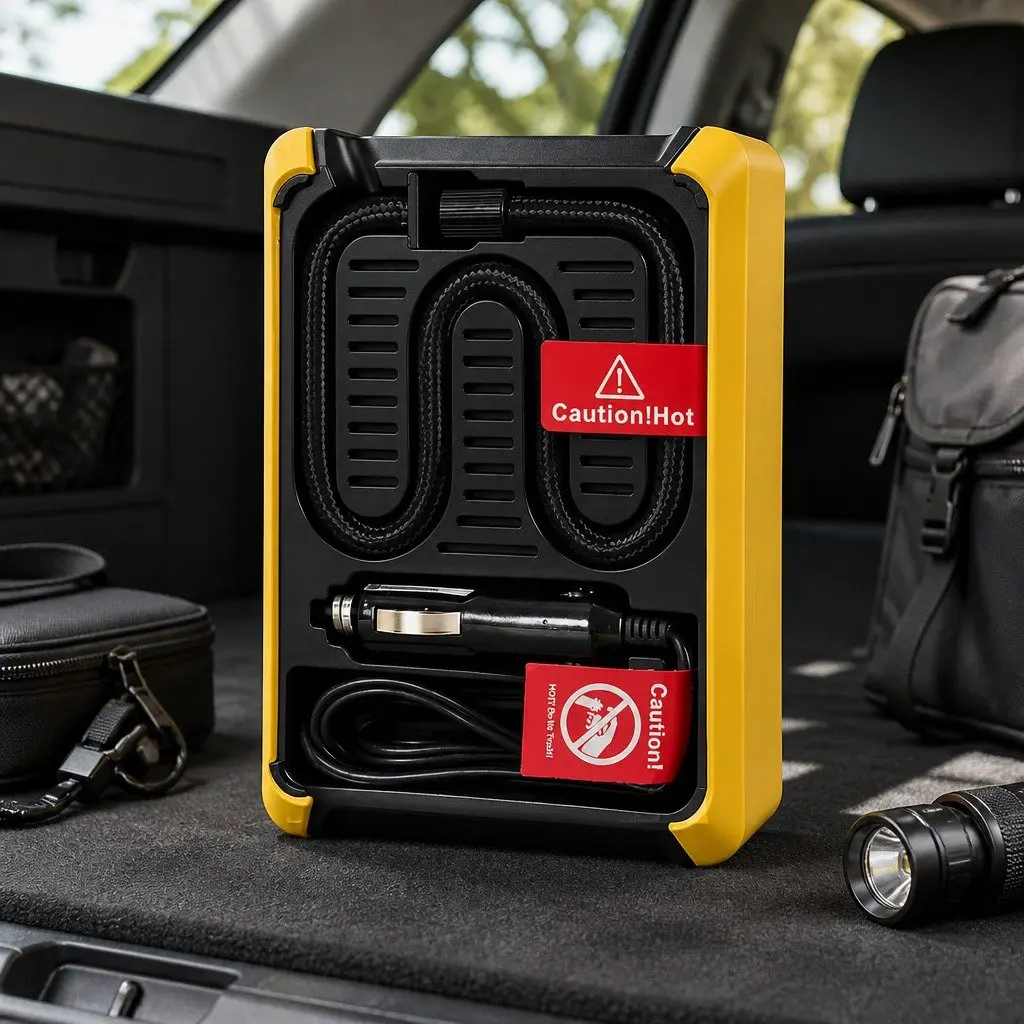 12V Portable Tire Inflator Car Bicycle Motorcycle Air Compressor 150PSI Yellow and Black