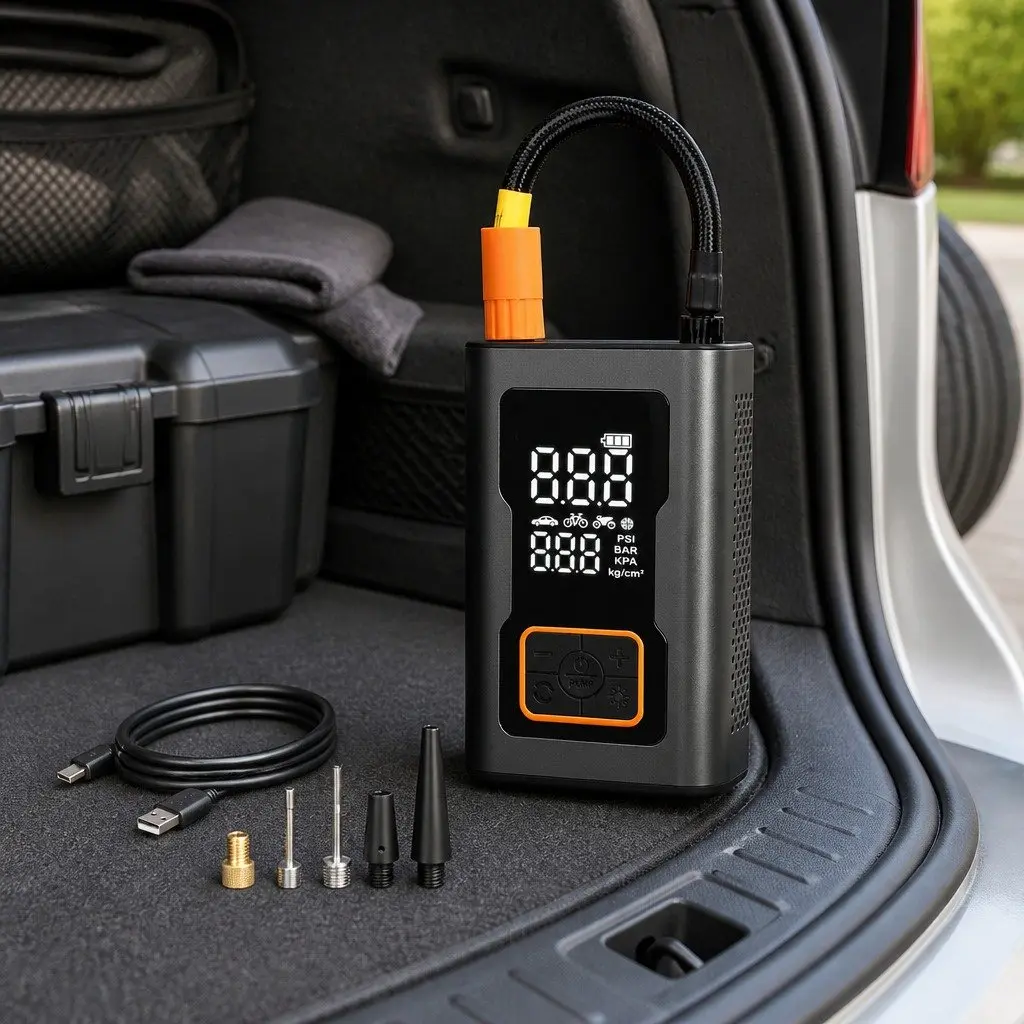 Portable Tire Inflator 150PSI Electric Pump Car Bike Sports Equipment USB-C Rechargeable Lightweight