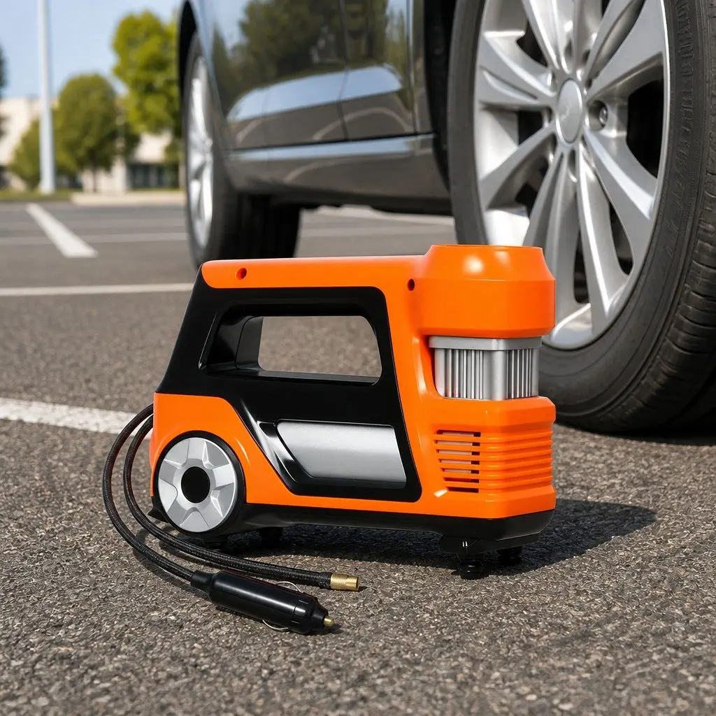 12V Car Tyre Inflator Digital Air Pump 150PSI Portable Compressor Orange Black Silver