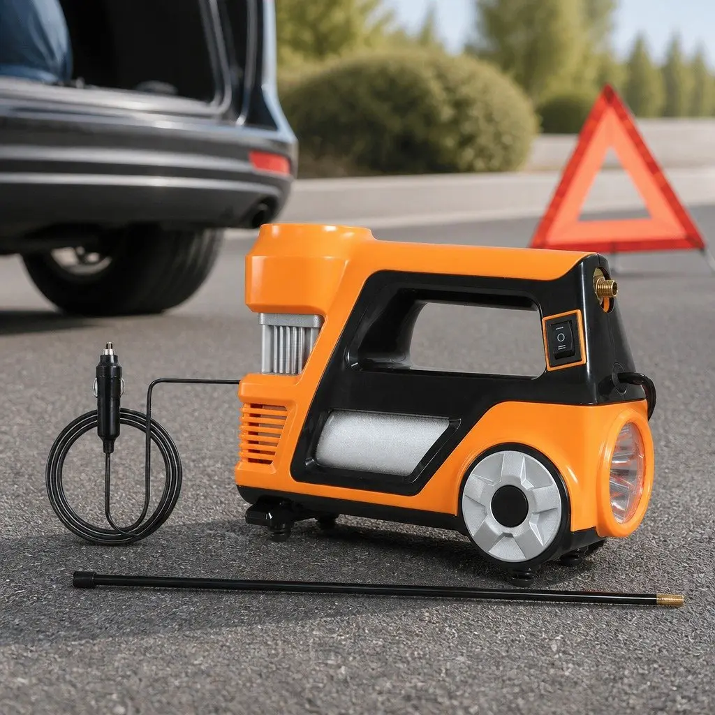 12V Car Tyre Inflator Digital Air Pump 150PSI Portable Compressor Orange Black Silver