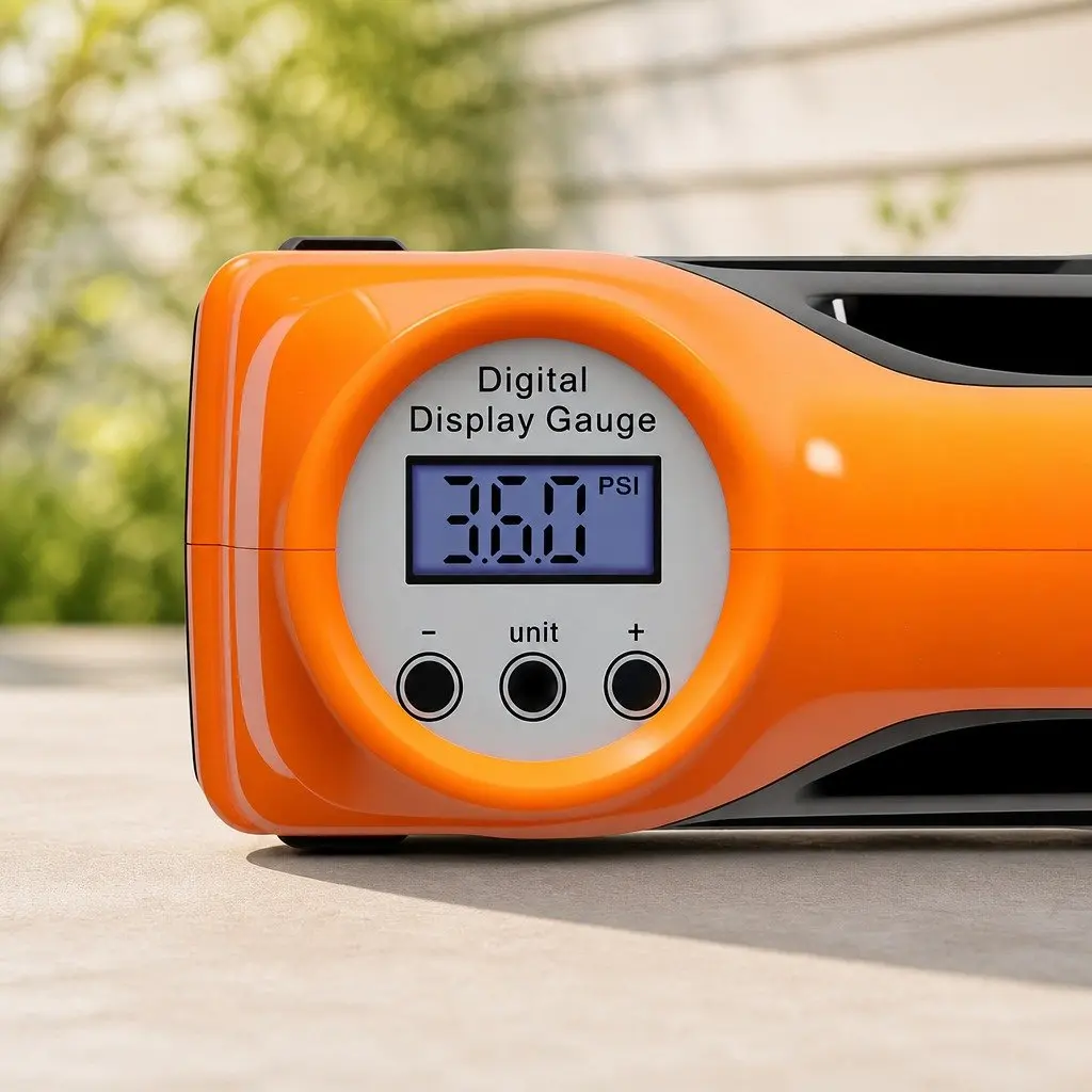 12V Car Tyre Inflator Digital Air Pump 150PSI Portable Compressor Orange Black Silver