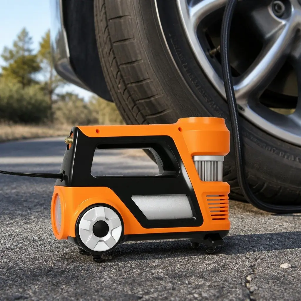 12V Car Tyre Inflator Digital Air Pump 150PSI Portable Compressor Orange Black Silver