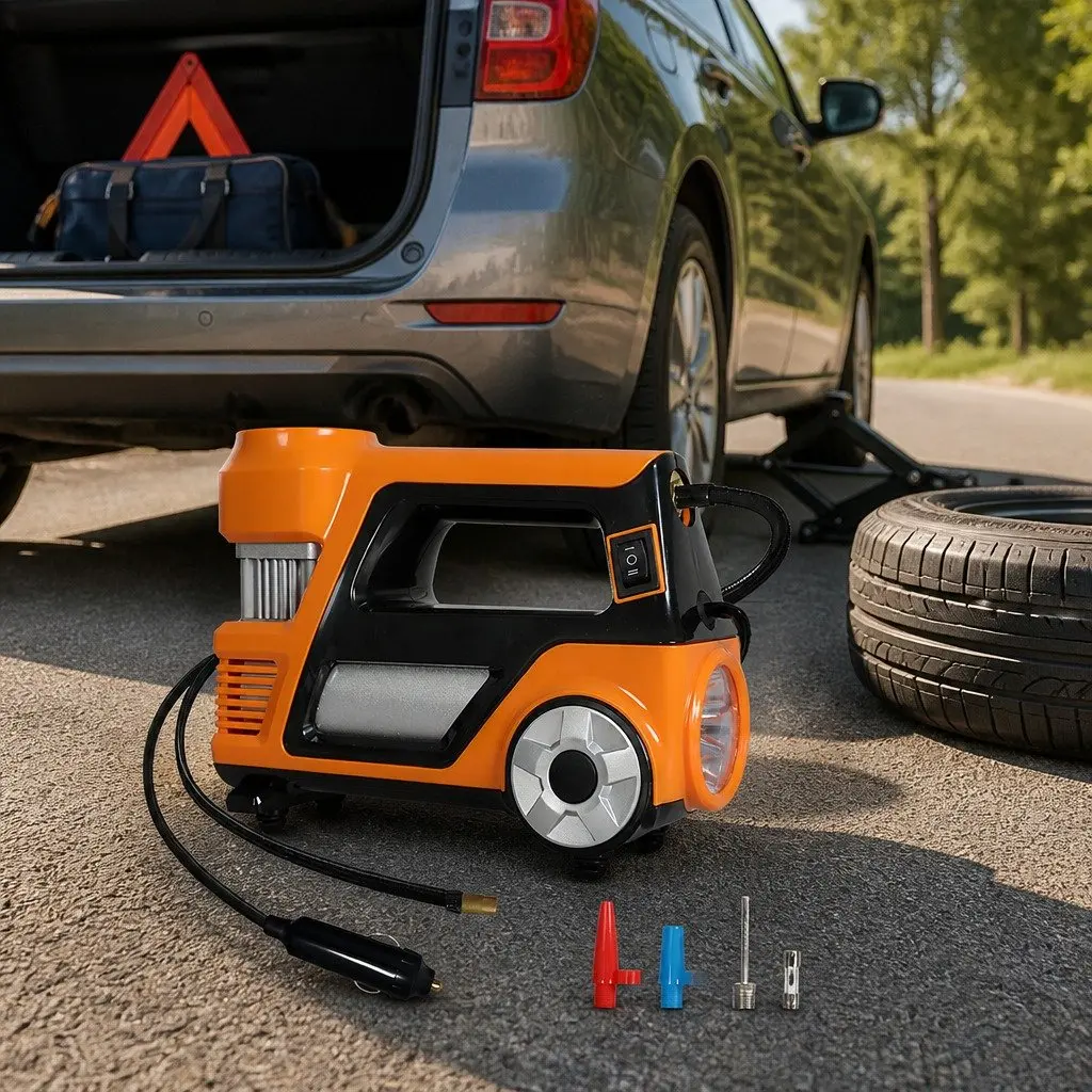 12V Car Tyre Inflator Digital Air Pump 150PSI Portable Compressor Orange Black Silver