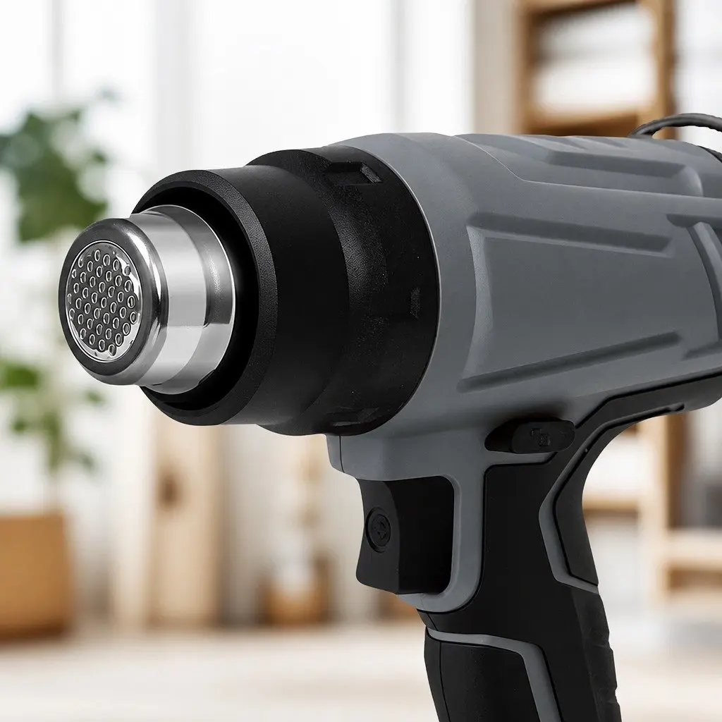 Cordless Heat Gun 21V 500°C Turbo Air Flow Grey Black 5 Nozzle Attachments for Shrink Wrapping Soldering Paint Stripping