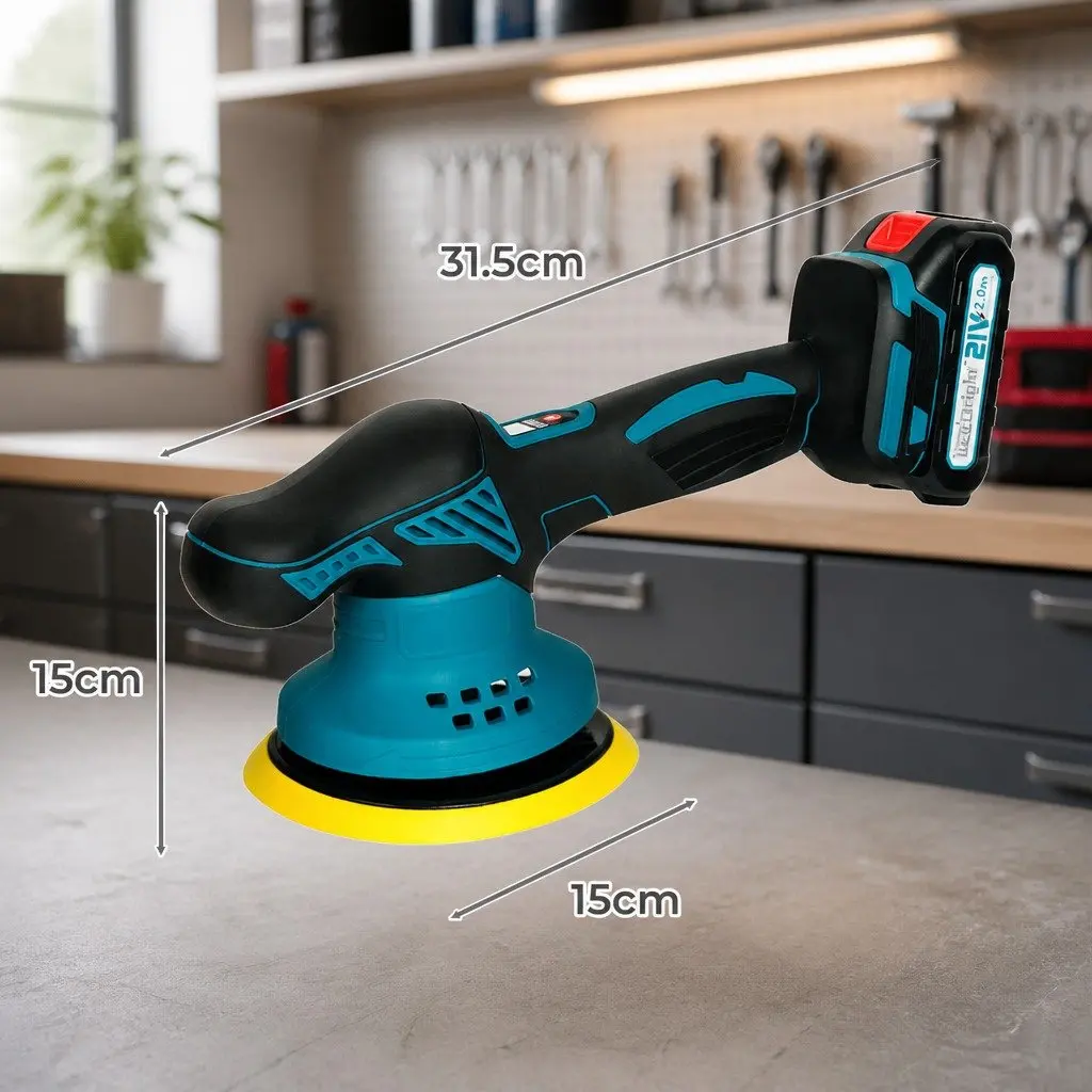 Cordless Car Polisher Buffer Brushless Motor 6 Speed 6 Inch Blue Black