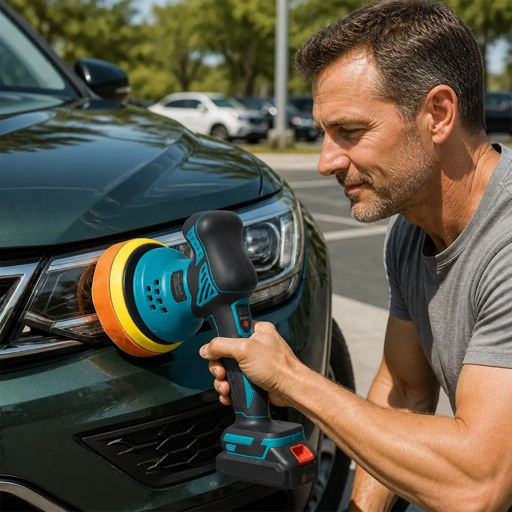 Cordless Car Polisher Buffer Brushless Motor 6 Speed 6 Inch Blue Black