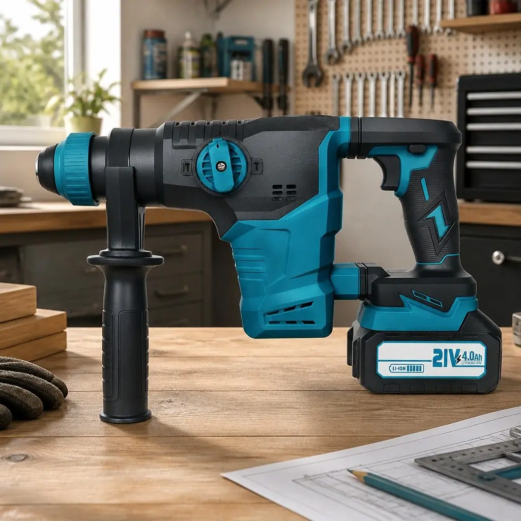 Cordless Rotary Hammer Drill Tool Set 21V Brushless 4-in-1 Modes SDS-Plus Chuck