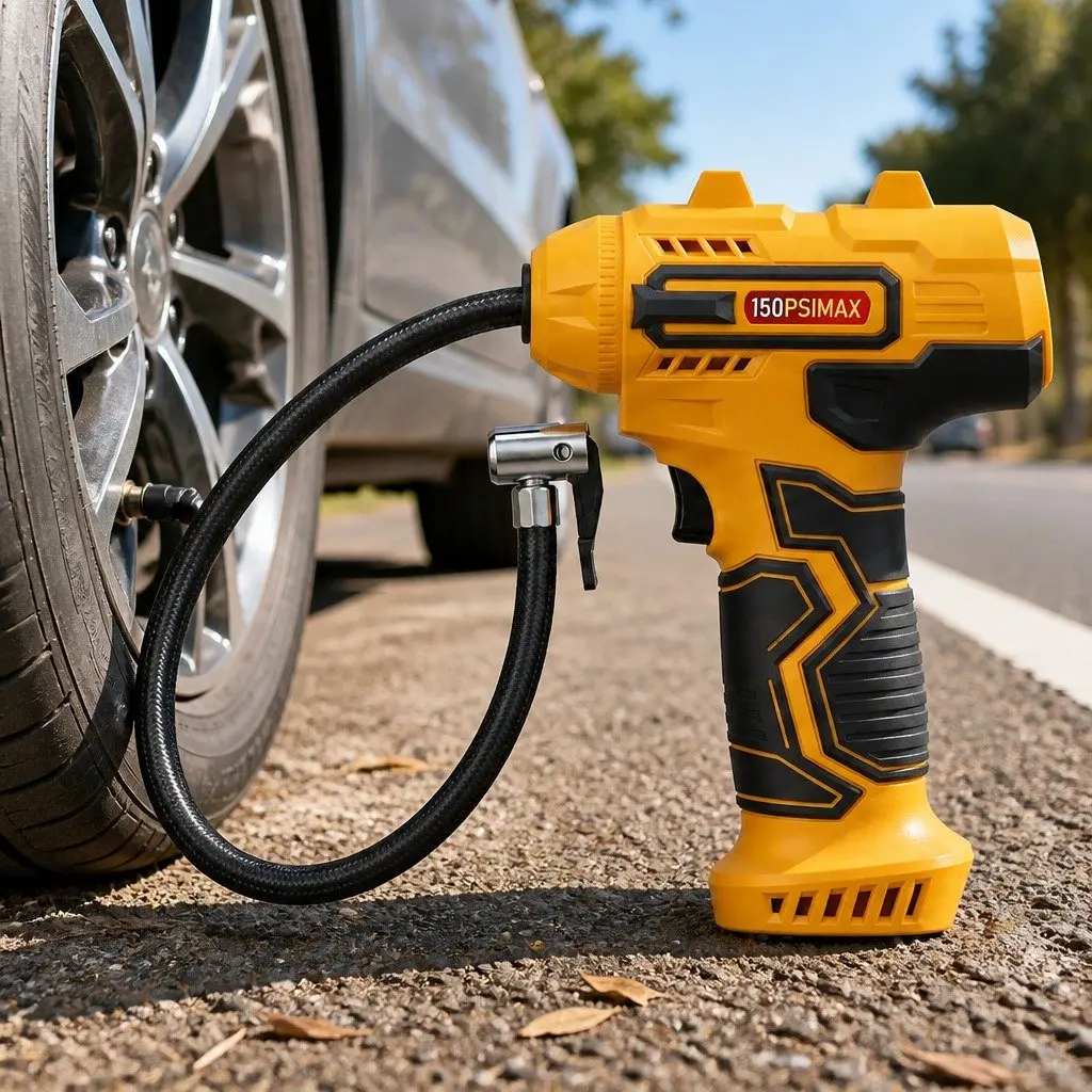 Cordless Tyre Inflator Air Compressor Pump Handheld Digital LCD Portable Yellow