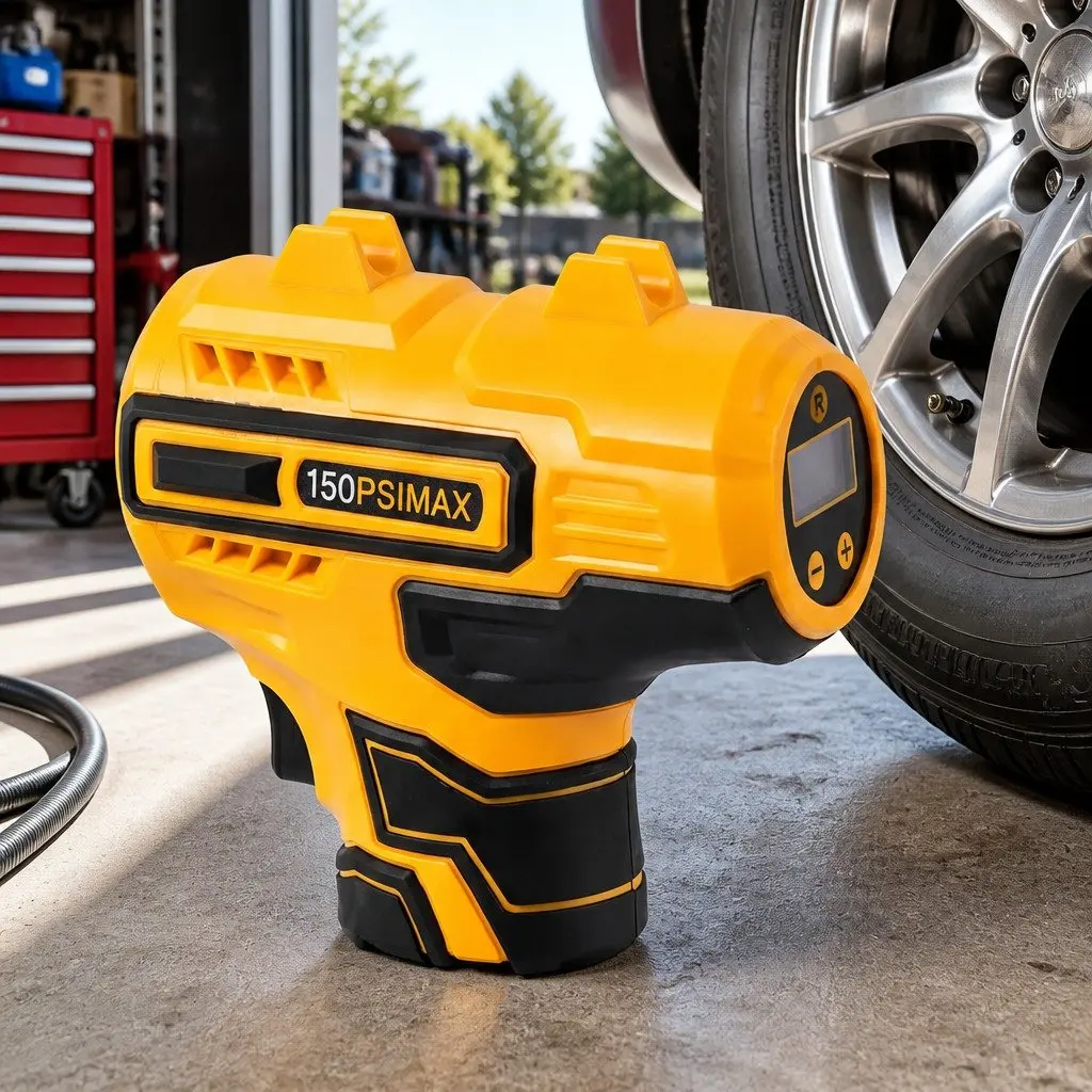 Cordless Tyre Inflator Air Compressor Pump Handheld Digital LCD Portable Yellow