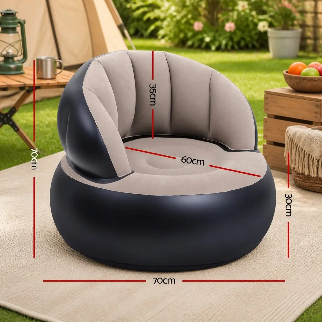 Inflatable Air Chair Folding Lounge Seat Coffee 70cm for Indoor Outdoor Camping