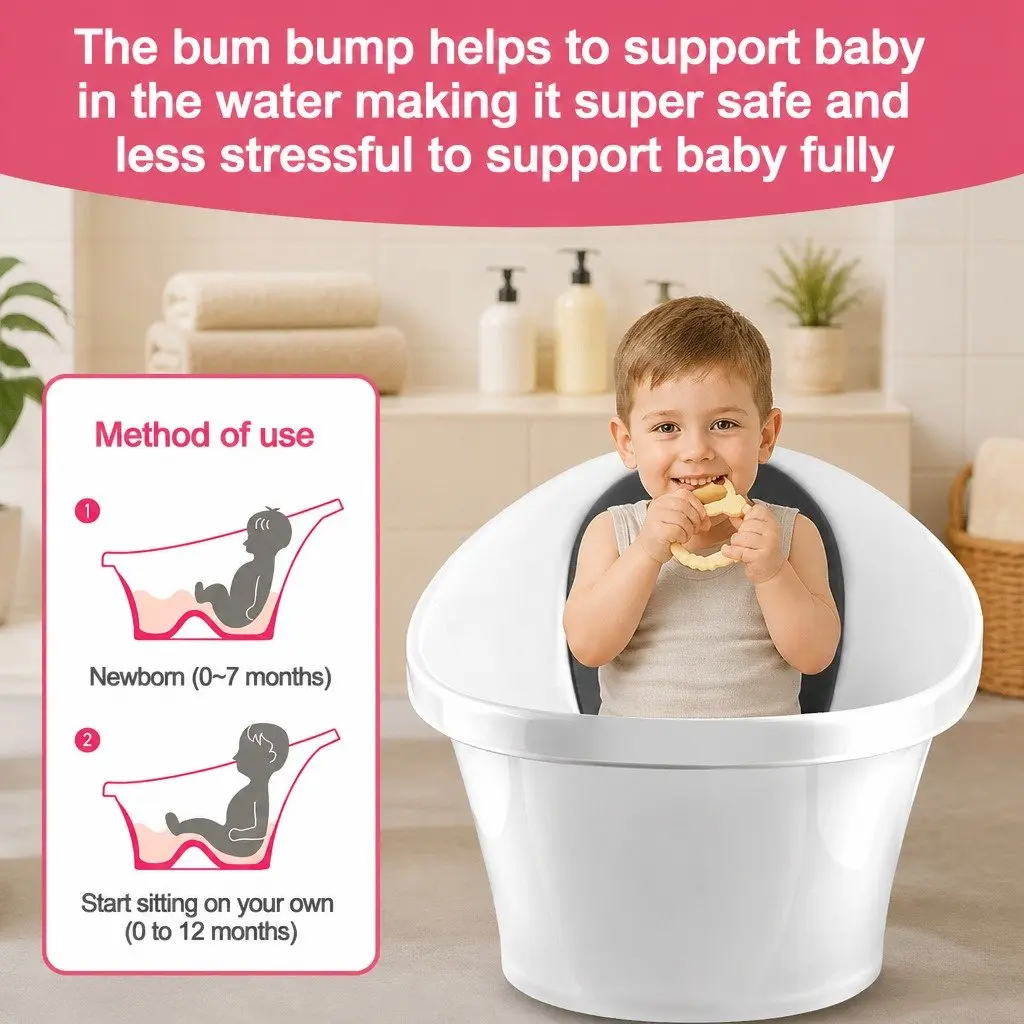 Baby Bath Tub Newborn Support 60cm Black