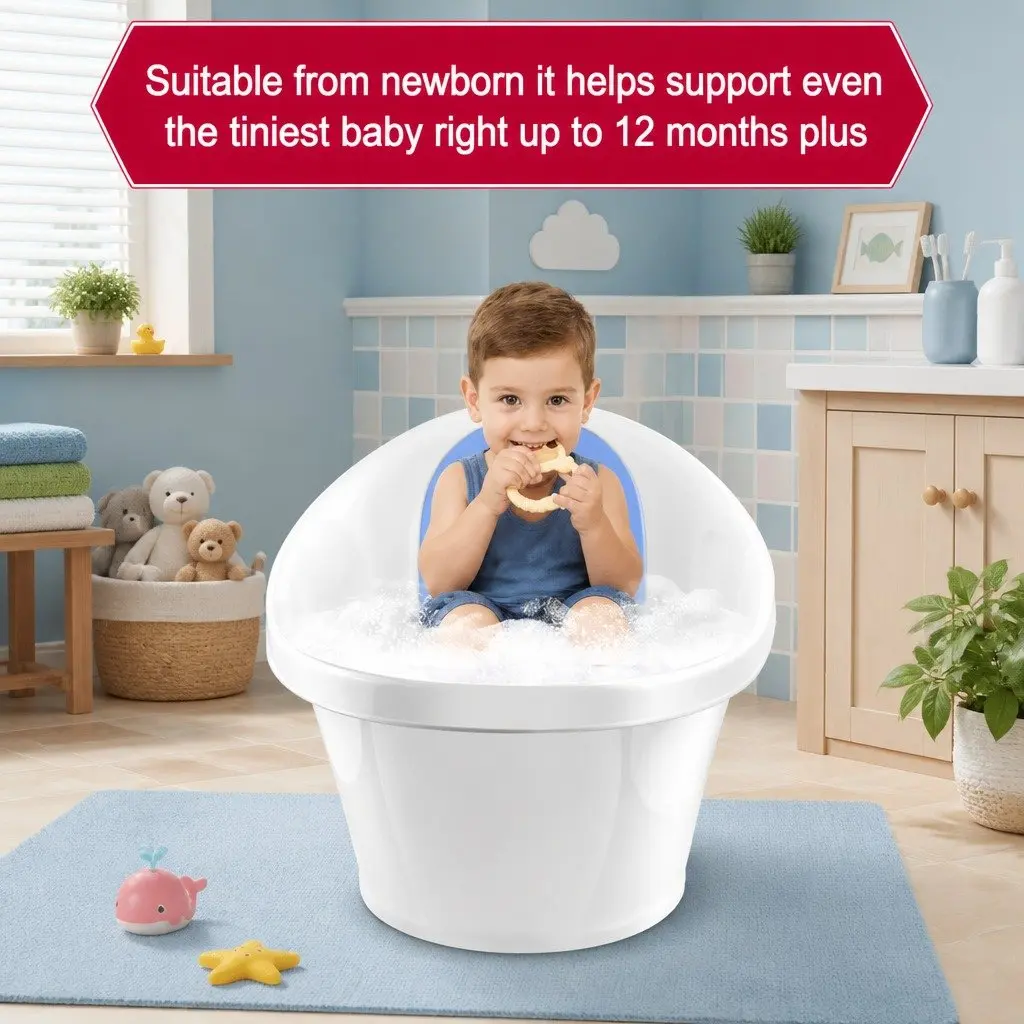 Baby Bath Tub with Backrest and Bum Bump Support for Newborns to 12 Months