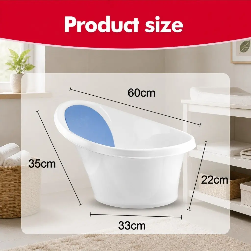 Baby Bath Tub with Backrest and Bum Bump Support for Newborns to 12 Months