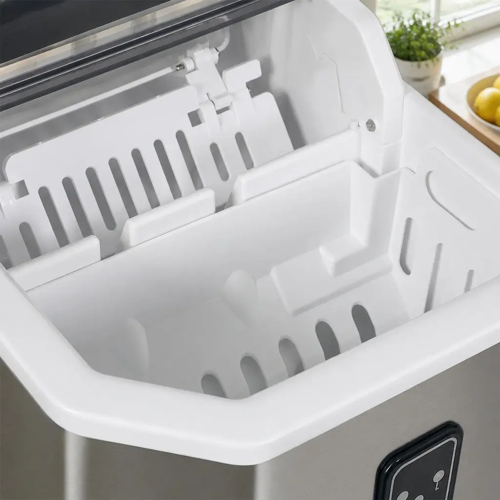 Portable Ice Maker Machine Bullet Ice Cube Tray 12kg Daily Output Silver