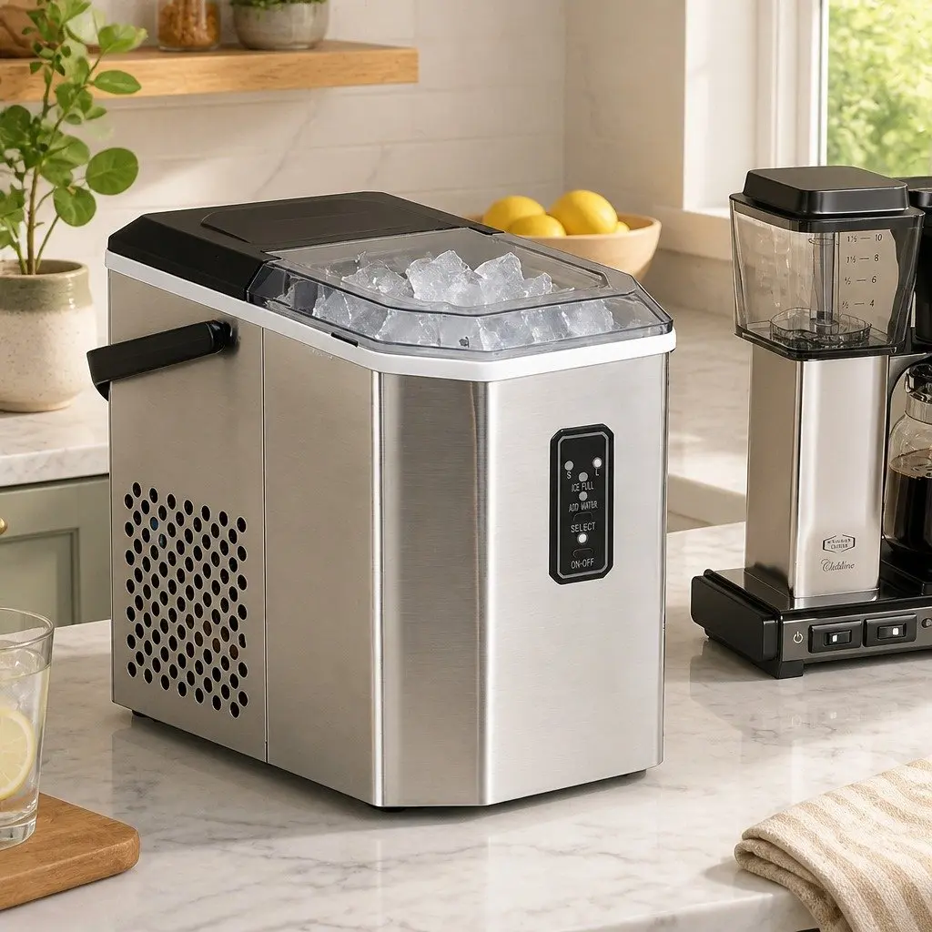 Portable Ice Maker Machine Bullet Ice Cube Tray 12kg Daily Output Silver