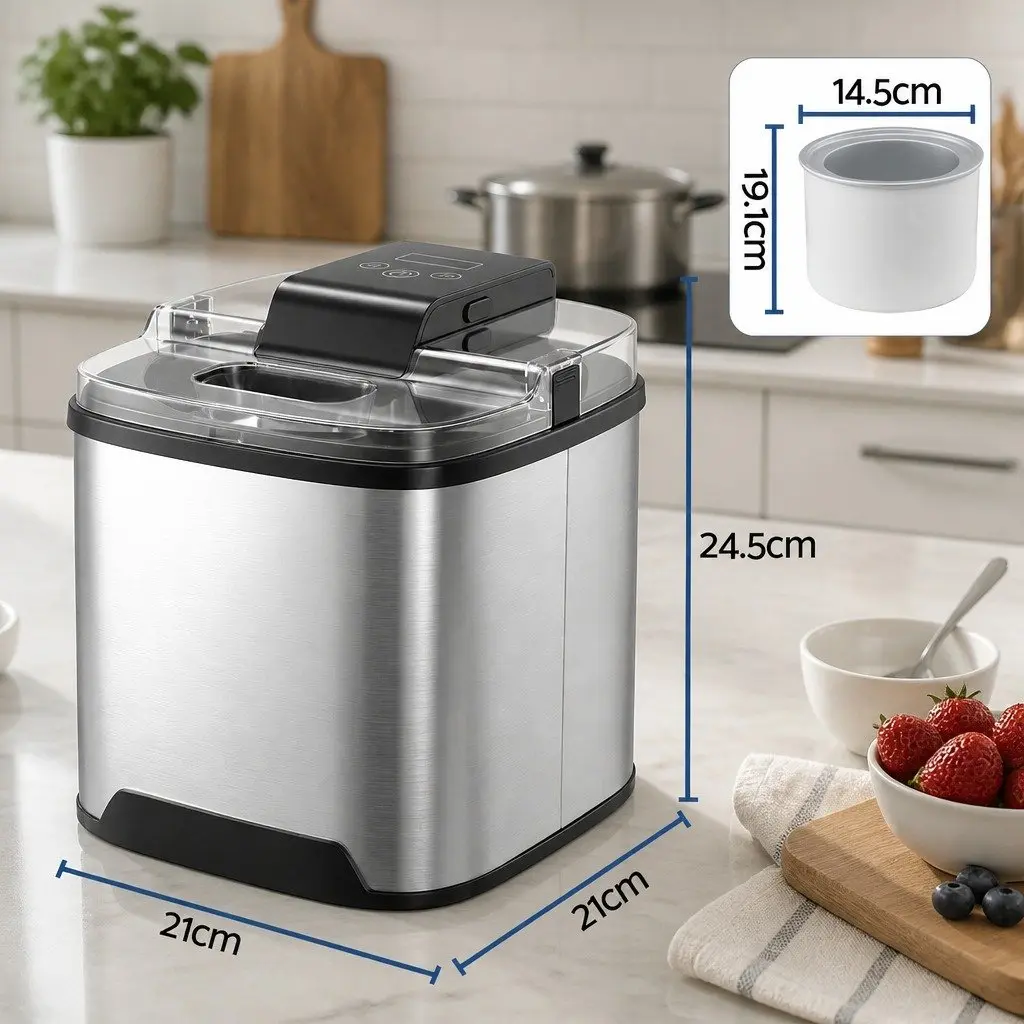 Ice Cream Maker Machine 2L Capacity Homemade Frozen Treats Black
