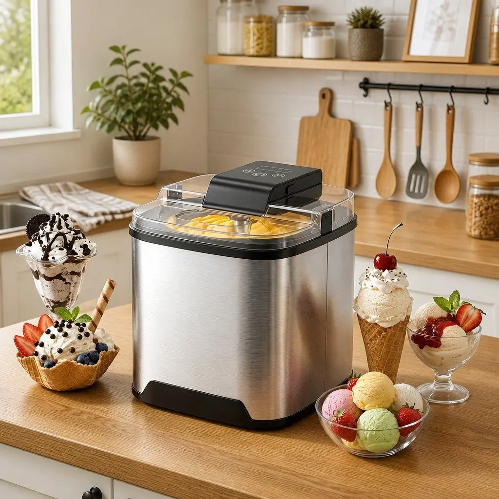 Ice Cream Maker Machine 2L Capacity Homemade Frozen Treats Black