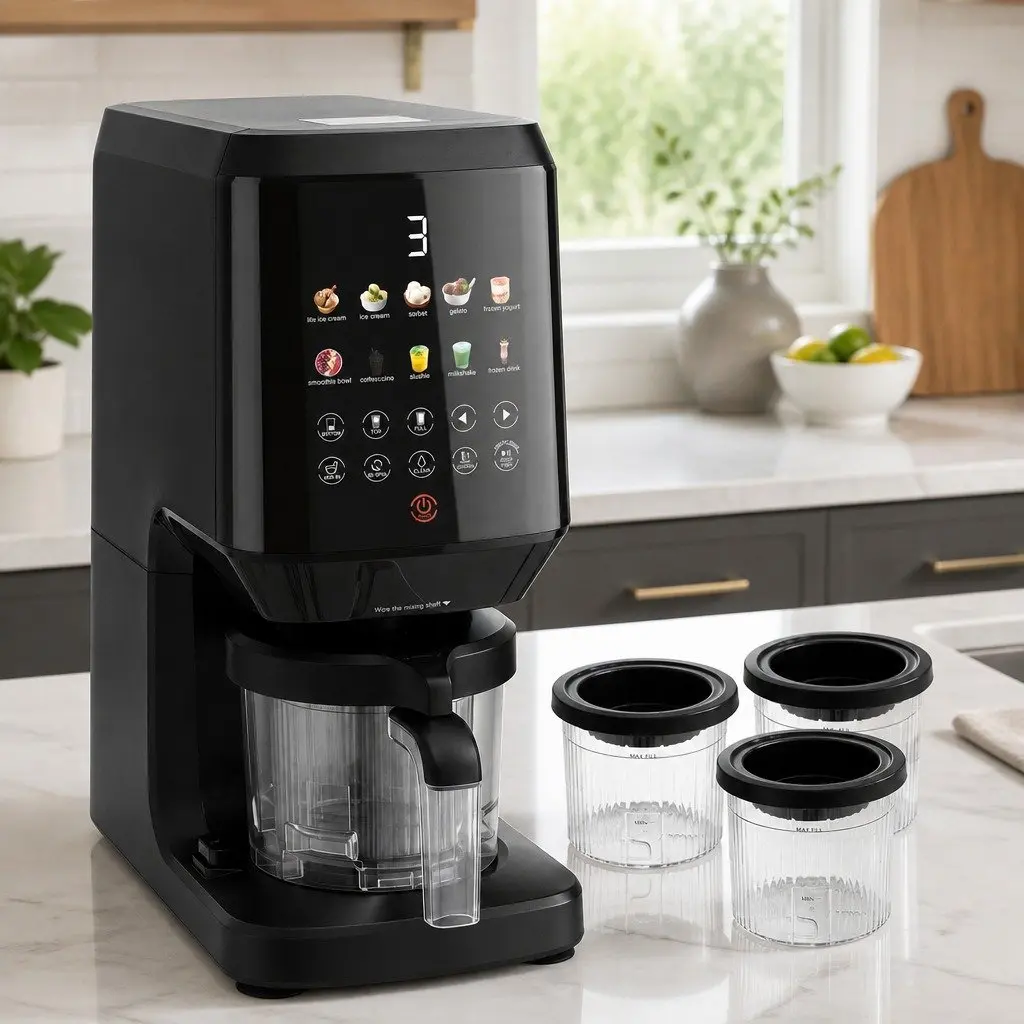 Ice Cream Maker 10-in-1 Homemade Gelato Sorbet Frozen Dessert Black
