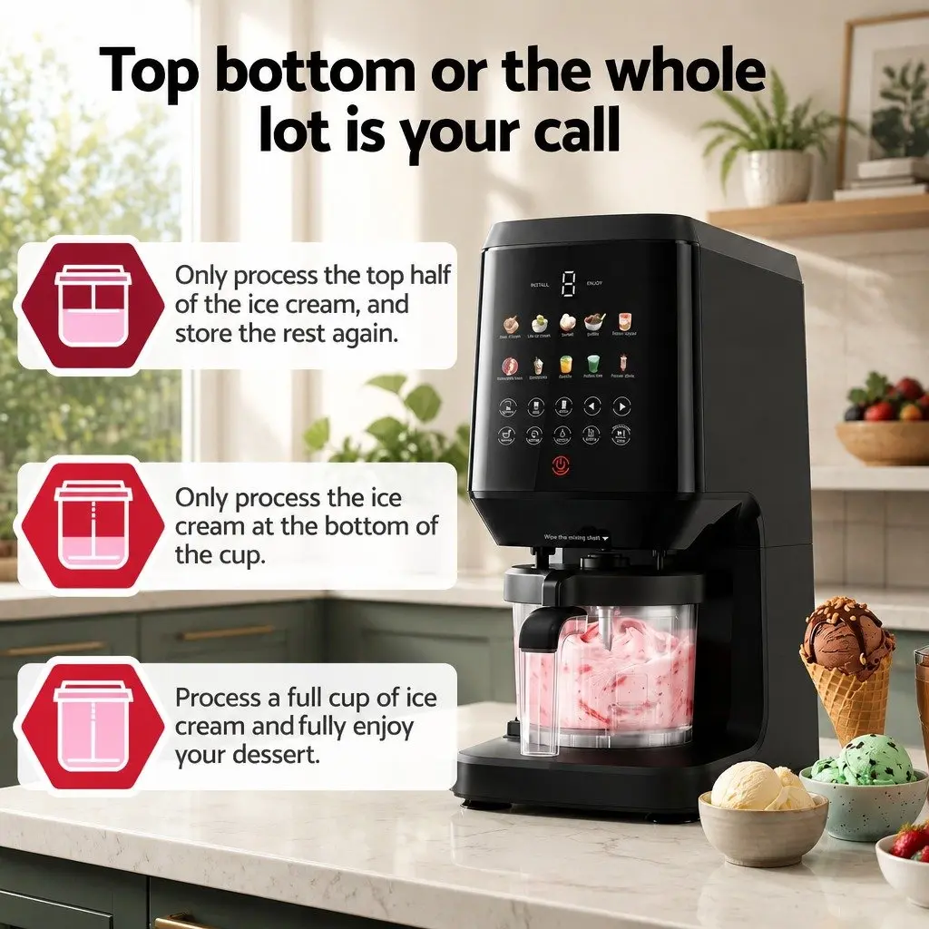 Ice Cream Maker 10-in-1 Homemade Gelato Sorbet Frozen Dessert Black