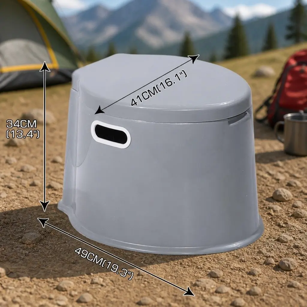 Portable Camping Toilet 6L Capacity Outdoor Potty Seat Grey