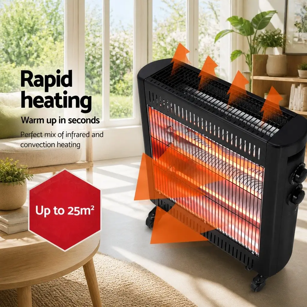 Infrared Heater Radiant Panel 2200W Electric Heating Quartz Elements Portable