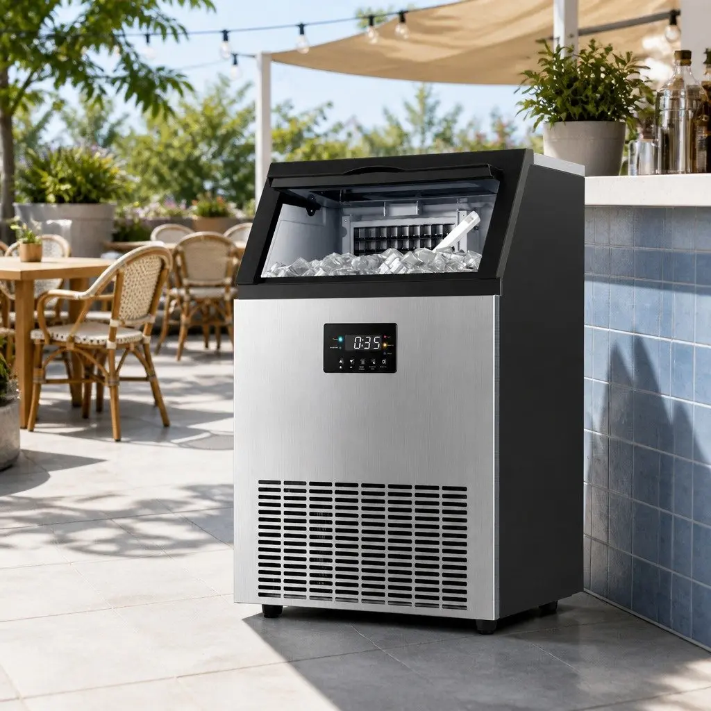 Commercial Ice Maker Machine 45kg Daily Capacity Cube Production Silver