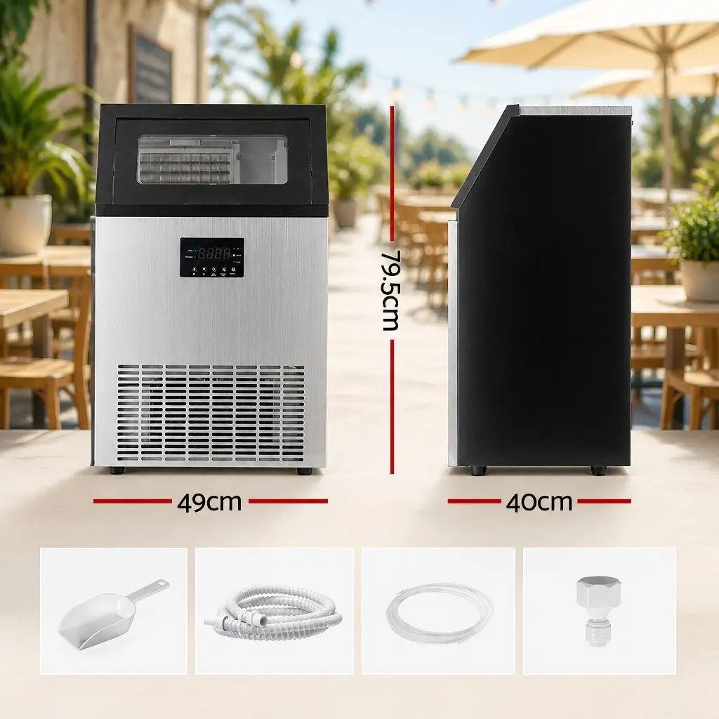 Commercial Ice Maker Machine 45kg Daily Capacity Cube Production Silver
