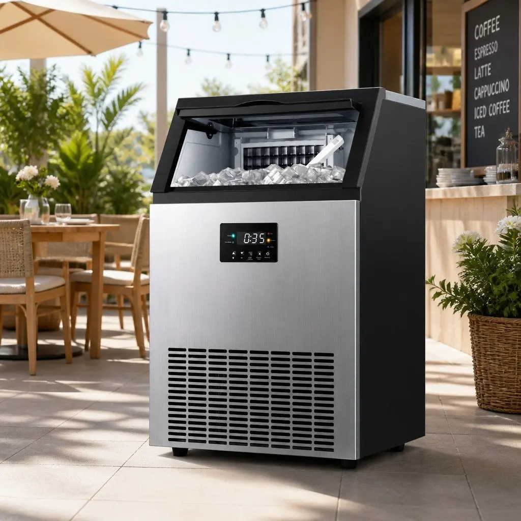 Commercial Ice Maker Machine 45kg Daily Capacity Cube Production Silver